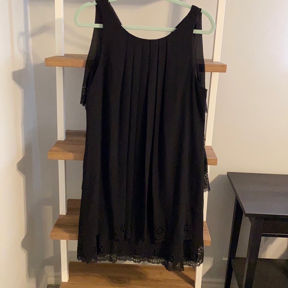 Black flounce mini dress